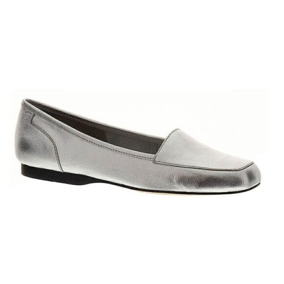Array: Freedom Metallic Silver Slip On Elongated Square Toe Loafers Size 7.5 - Picture 12 of 12